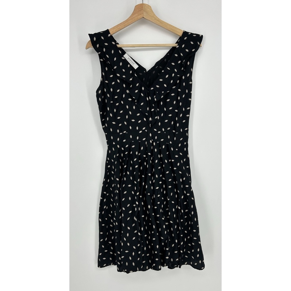 Promod Black Cream Print Cotton Fit and Flare Dress